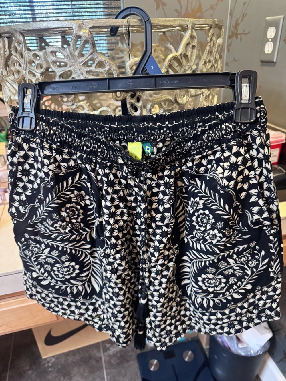FARM Rio Black and Cream High Waist Printed Shorts